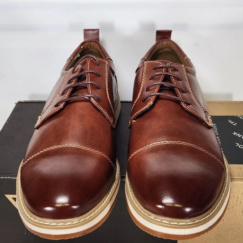 Vance Co Jedd Derby Shoes Men Size 11 Brown Cap Toe Comfort Foam Casual Dress